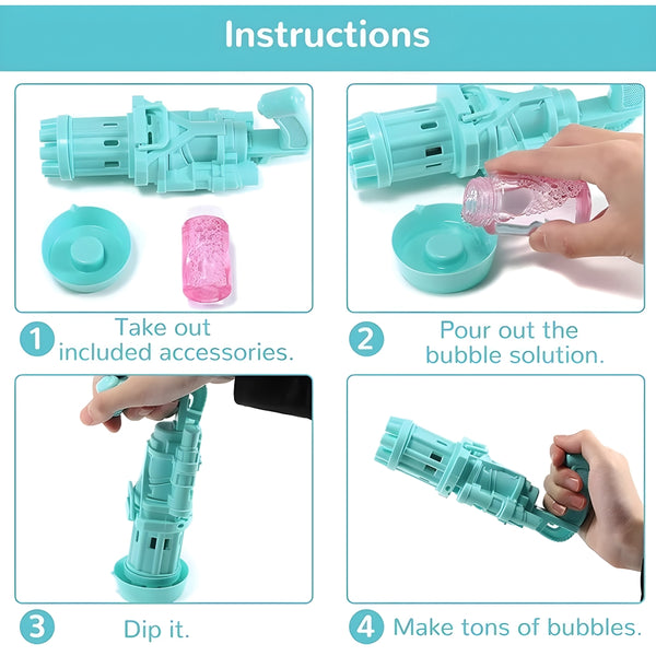 GATLING BUBBLES GUN – Automatic Bubble Blaster for Kids & Parties