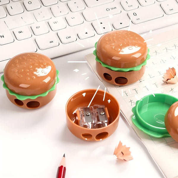 CUTE BURGER SHAPED SHARPENER – Fun & Fancy Stationery for Kids