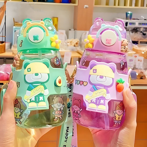 Cute Teddy Bear Kids Sipper Water Bottle – Leakproof & BPA Free