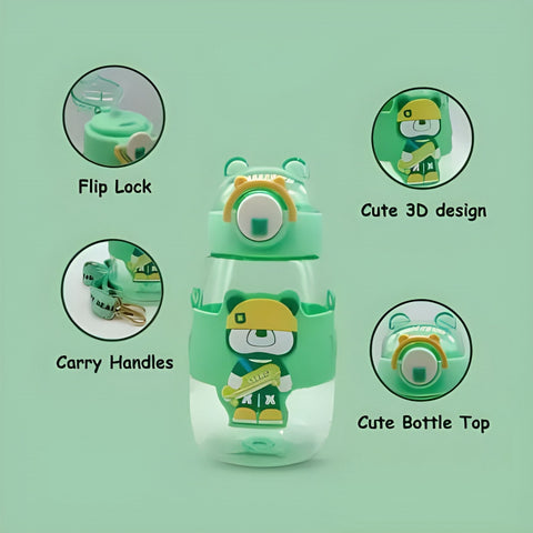 Cute Teddy Bear Kids Sipper Water Bottle – Leakproof & BPA Free
