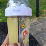 2-in-1 Dual Drink Water Bottle | Leakproof Dual Compartment Bottle for Kids