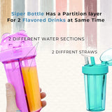 2-in-1 Dual Drink Water Bottle | Leakproof Dual Compartment Bottle for Kids
