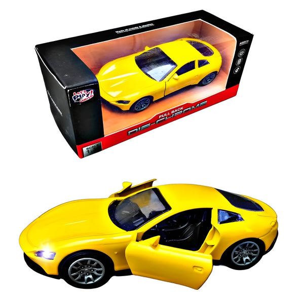 DIE CAST METAL CHROME CAR WITH LIGHT & MUSIC - Realistic Toy Car