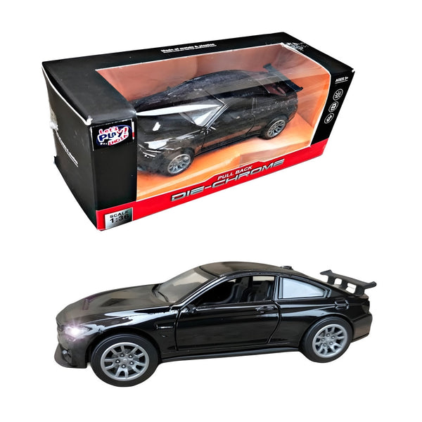 DIE CAST METAL CHROME CAR WITH LIGHT & MUSIC - Realistic Toy Car
