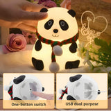 CUTE 7 COLOR SILICONE PANDA NIGHT LAMP - RECHARGEABLE