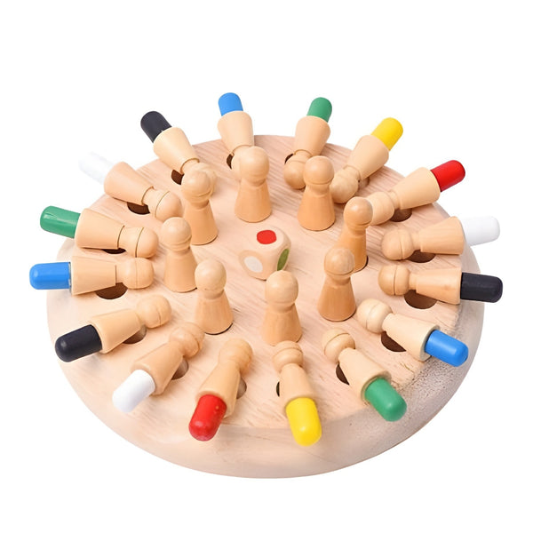 WOODEN MEMORY CHESS - Montessori Colour Matching Game