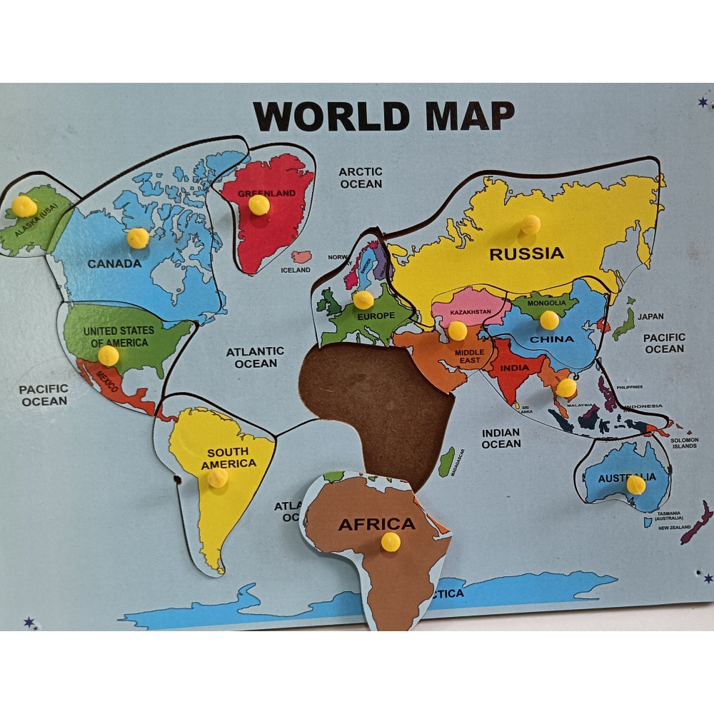 WOODEN WORLD MAP PEG BOARD – Montessori Puzzle for Kids