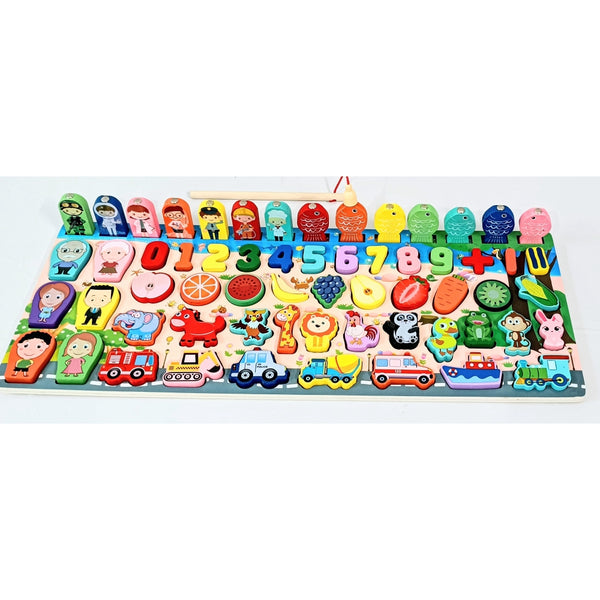 Montessori Wooden 7-in-1 Multifunctional Learning Log Board