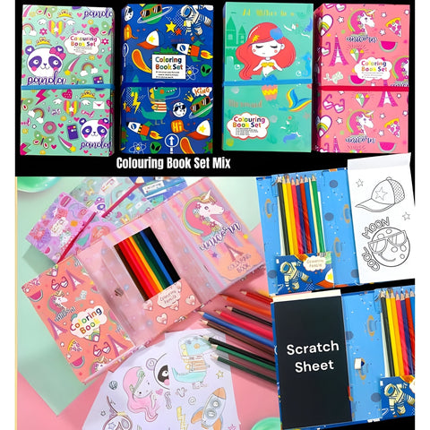 Scratch Coloring Books FOLDABLE COLOURING & SCRATCH ART BOOK FOR KIDS – 2-in-1 Fun