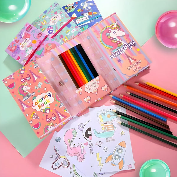 FOLDABLE COLOURING & SCRATCH ART BOOK FOR KIDS – 2-in-1 Fun