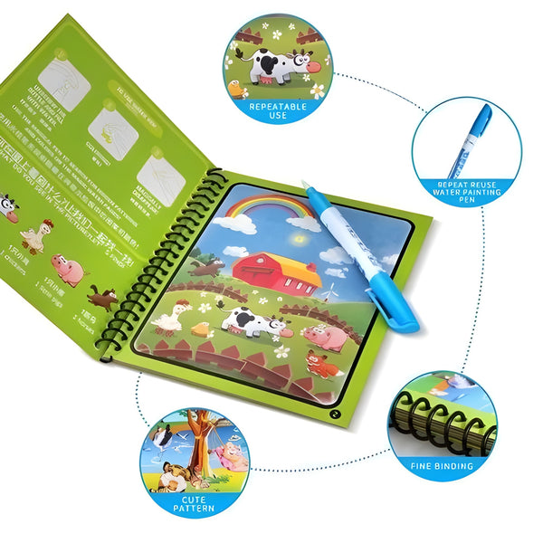 MAGIC WATER BOOK – Reusable Mess-Free Colouring for Kids